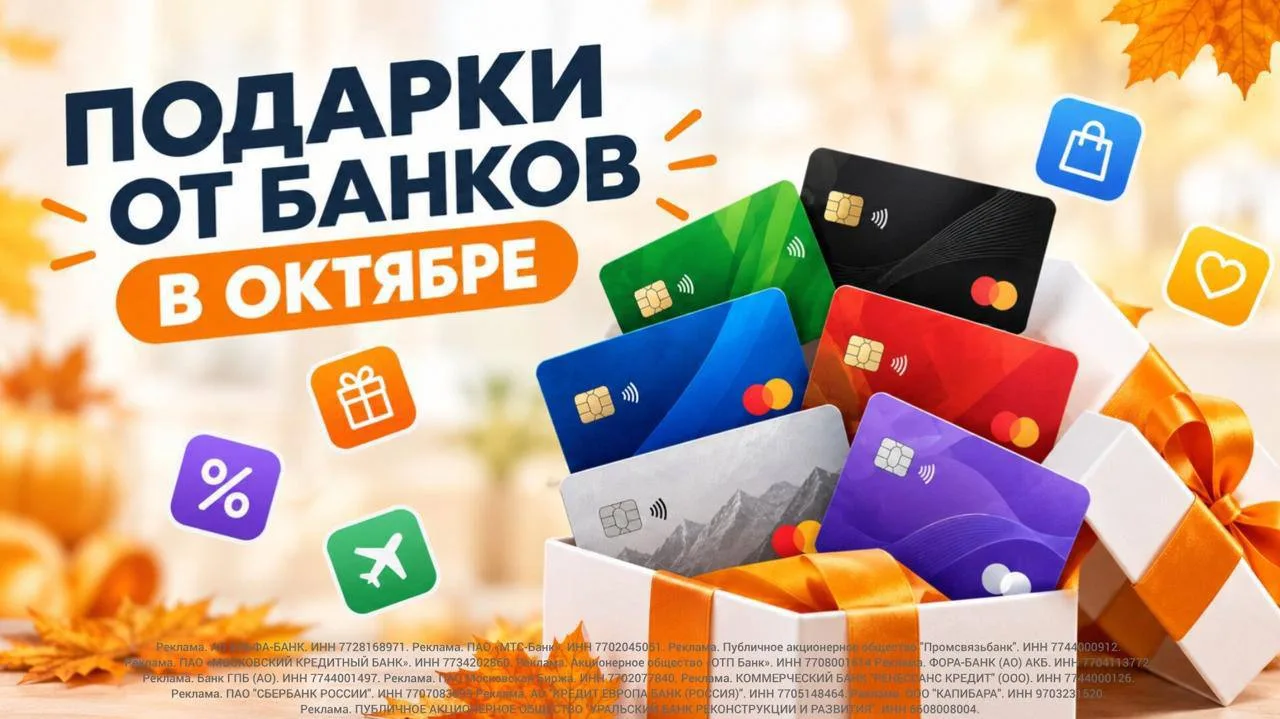 ⚡️ПОДАРКИ ОТ БАНКОВ В ОКТЯБРЕ
