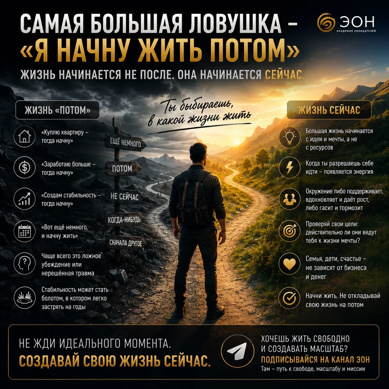 Самая большая ловушка — это «я начну жить потом»