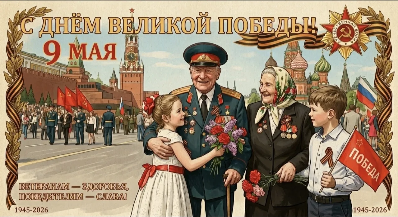 С Днём Великой Победы! 🇷🇺  ​Сегодня мы чествуем тех, кто отстоял наше право на жизнь и свободу. Это 
