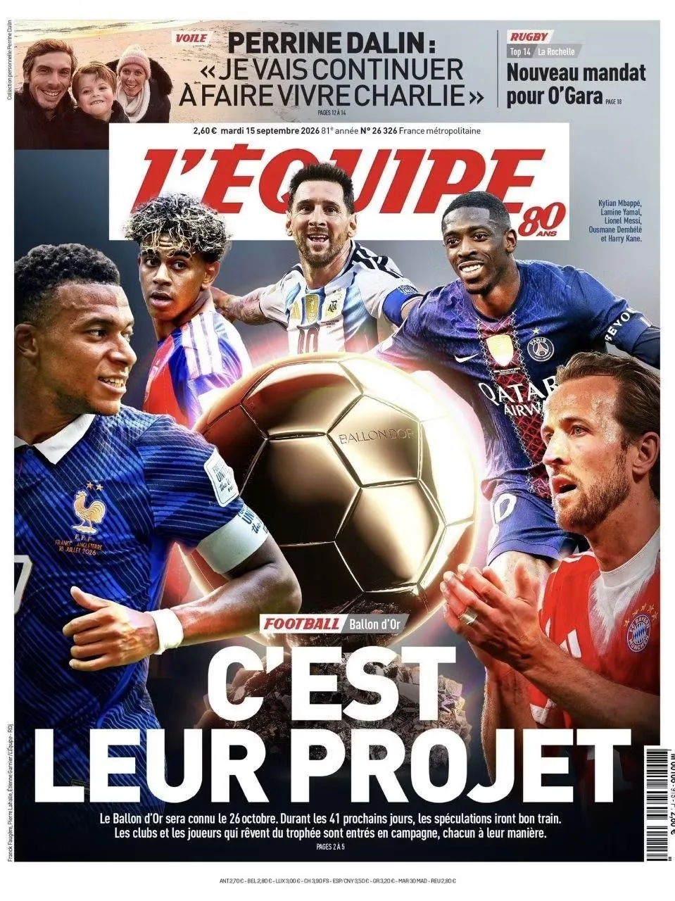 ⚡️L'Équipe разместил на обложке пятёрку фаворитов «ЗМ-2026»