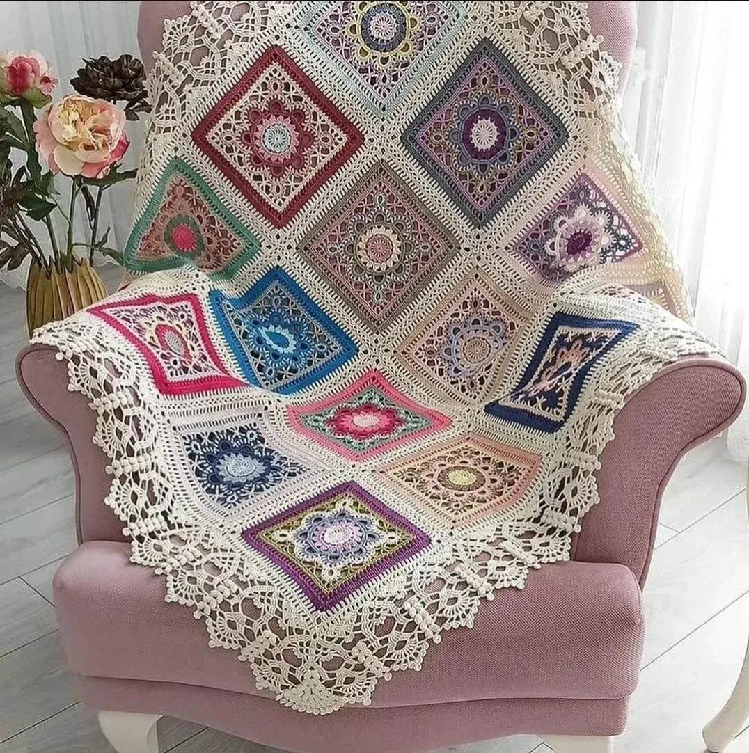 Накидка и дорожка из мотивов💐