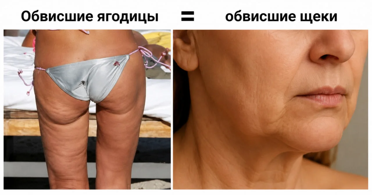 Обвисшие ягодицы = обвисшие щеки

Как бы это странно не звучало, но многие женщины разделяют лицо и 
