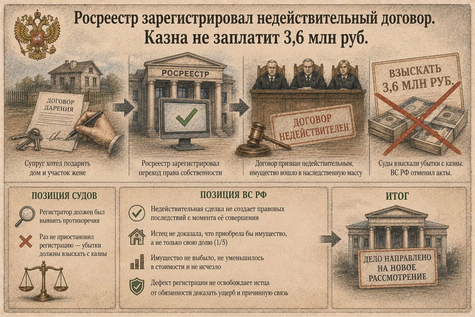 Росреестр зарегистрировал недействительный договор. Казна не заплатит 3,6 млн руб.