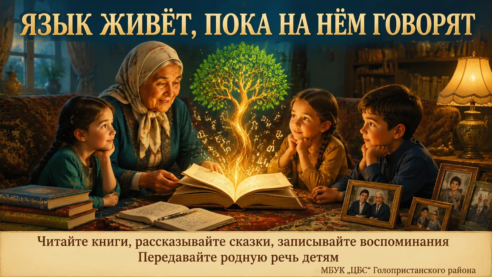 Язык живёт, пока на нём разговаривают, читают книги, рассказывают сказки, поют песни и ...