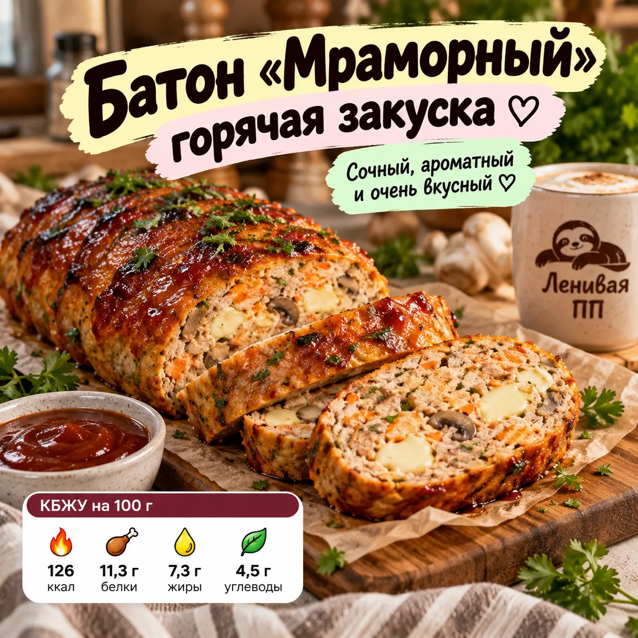 🔥 Батон «Мраморный» — сочная белковая закуска