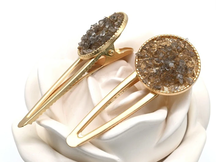 💍 Зажим для волос «Круг» с раухтопазом 7*3*2см