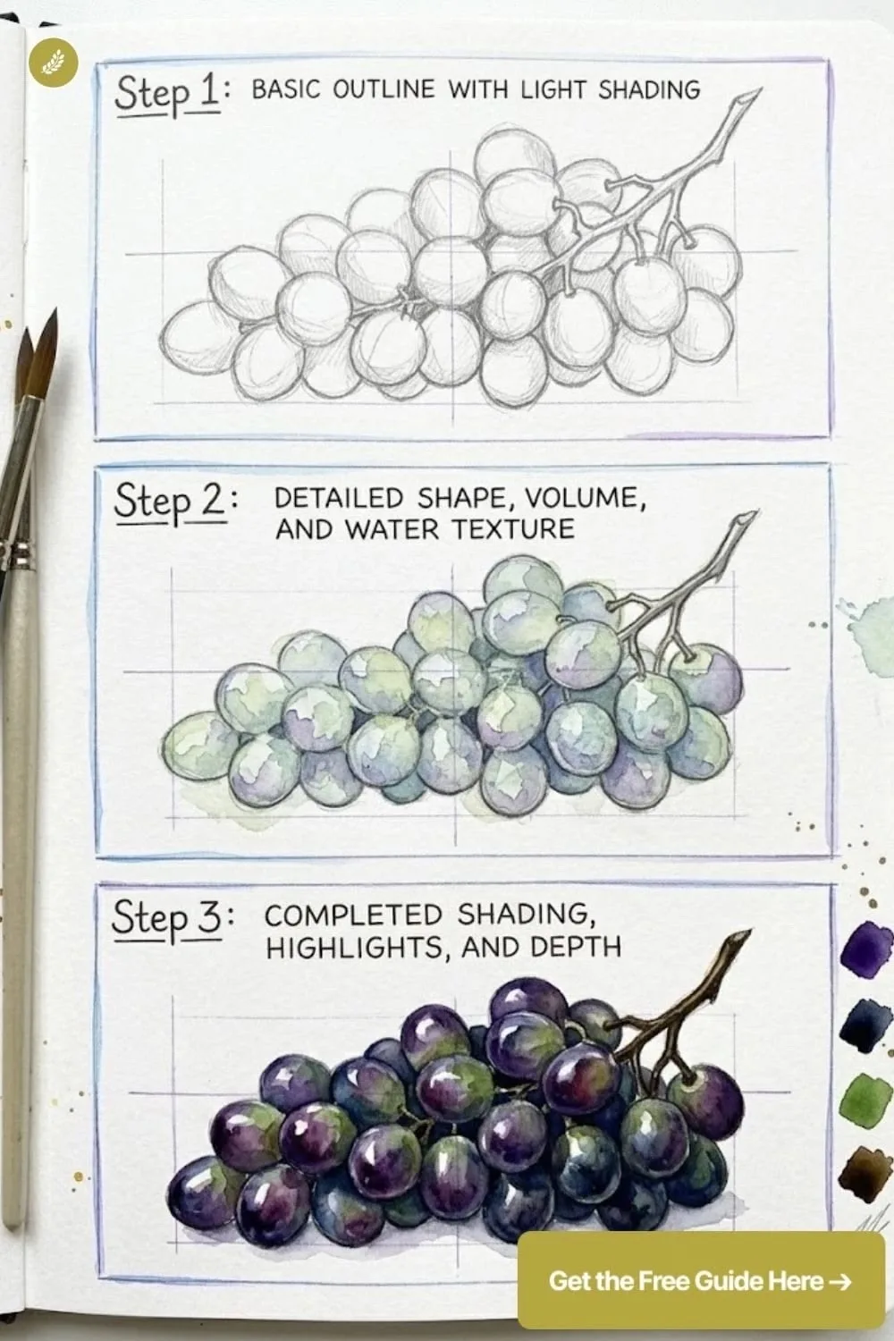 ДВА СПОСОБА НАРИСОВАТЬ ВИНОГРАД🍇