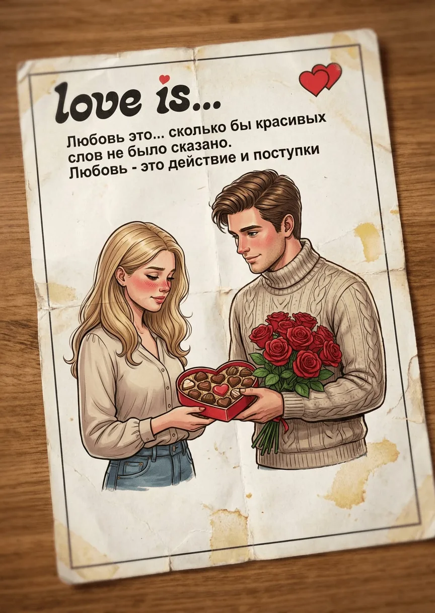 Винтажный вкладыш о любви