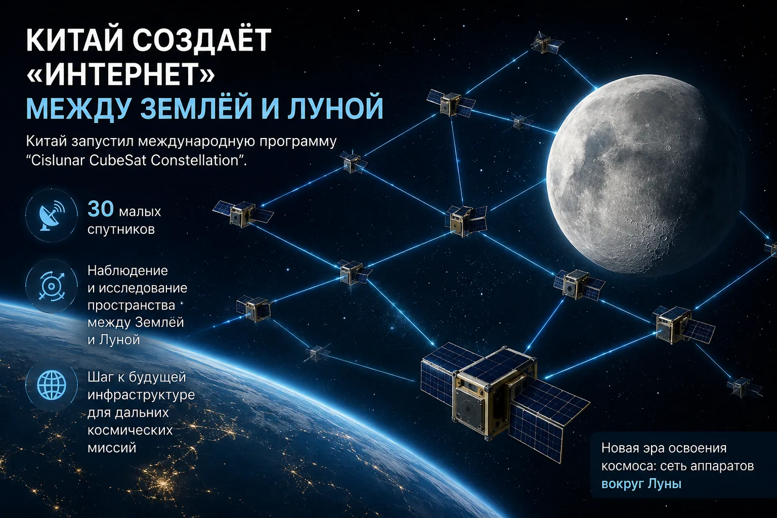 Новость дня: Китай создаёт «интернет» между Землёй и Луной
