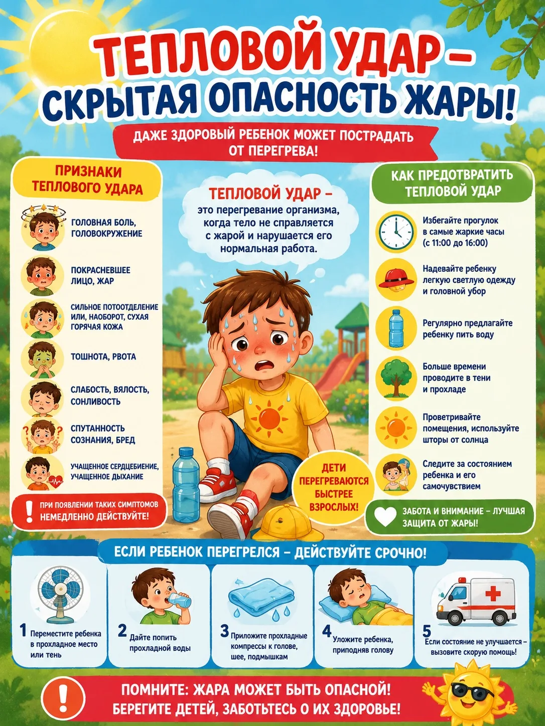 ☀️ Жара — это не только летнее настроение, но и серьезная опасность для детей!

В жаркую погоду детс