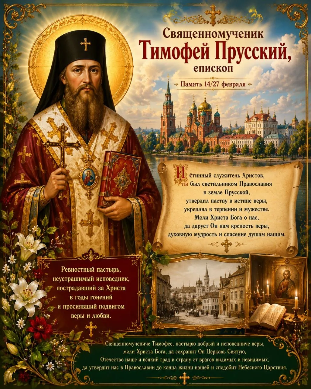Священномученик Тимофей Прусский, Епископ 

◕✿◕ 〰️◕✿◕ 〰️◕✿◕ 〰️◕✿◕ 
☦Православные открытки и поздравл