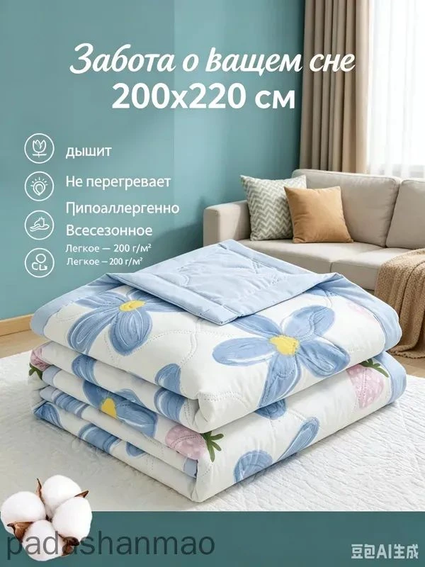 🟠 Одеяло Евро 200x220 см, Всесезонное, Летнее, с наполнителем ватин, ком