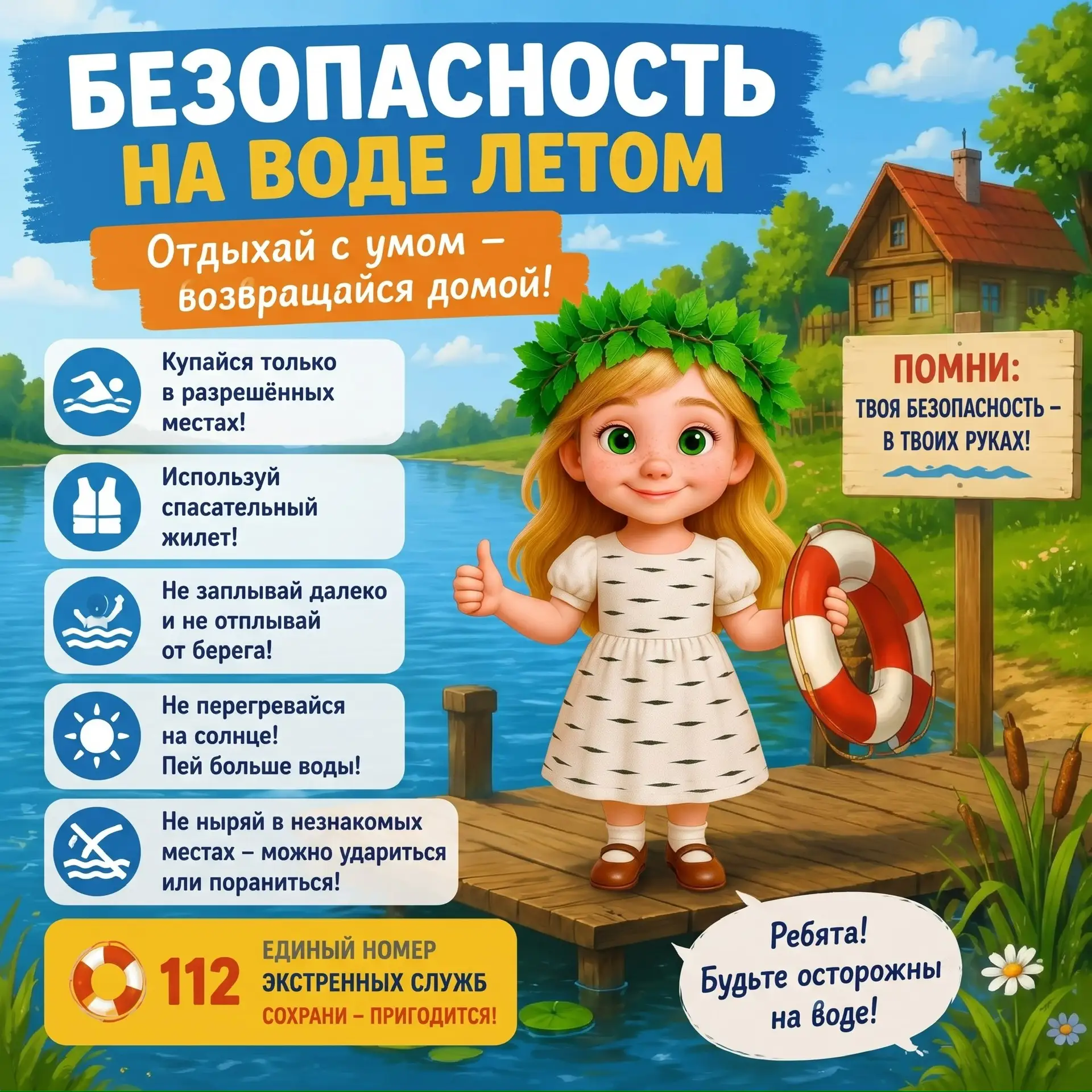 🏖️ Лето — время радости и отдыха у воды! 🏊‍♂️
Дорогие родители и дети! Мы хотим напомнить вам о ва