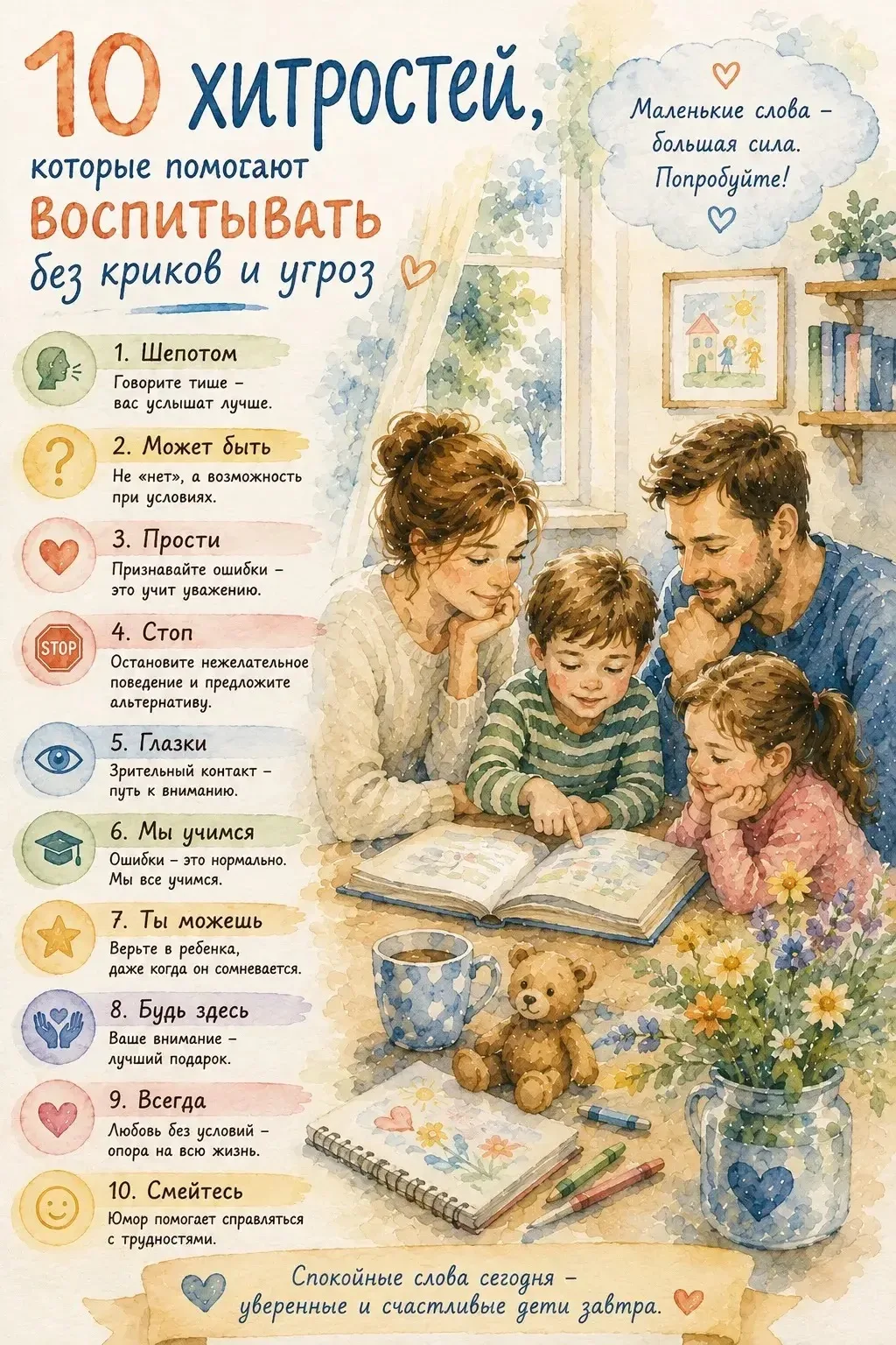 10 хитростей, которые помогают воспитывать без криков и угроз