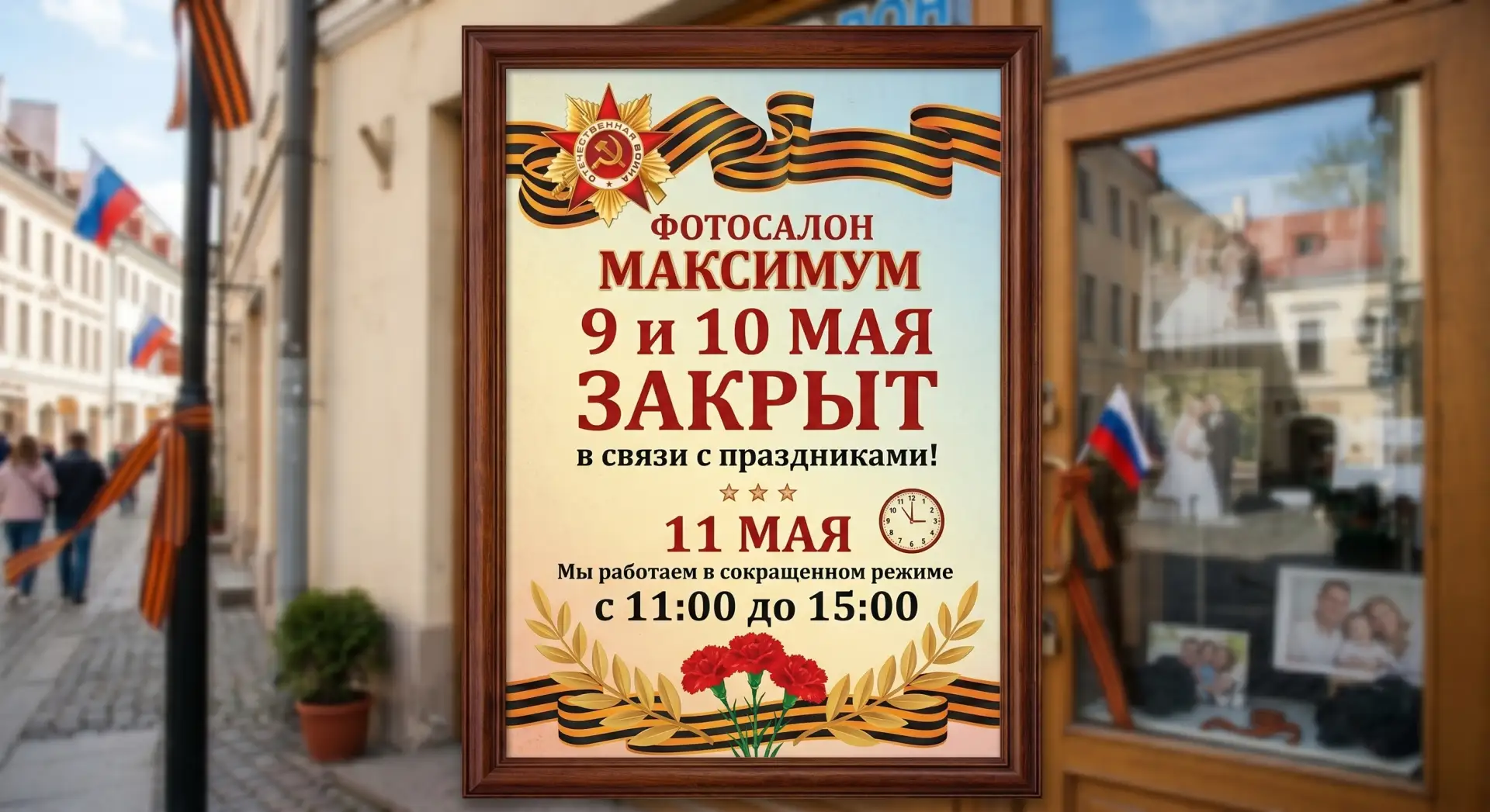 Режим работы фотосалона «Максимум» в майские праздники