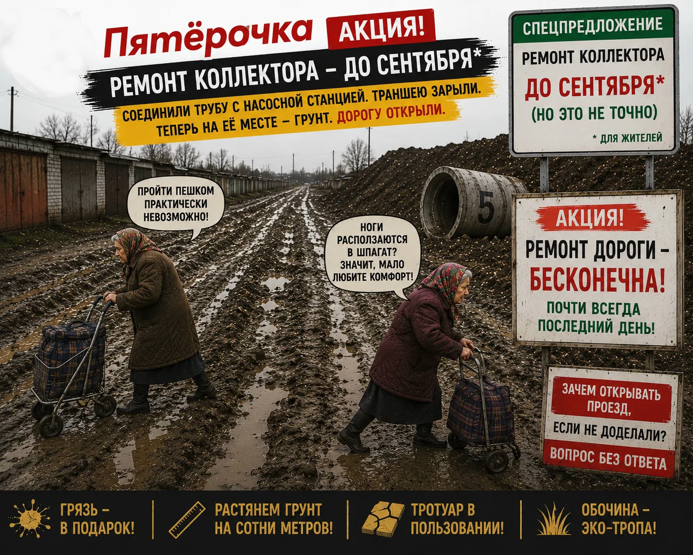 Пятый коллектор — который уже смело можно окрестить «Пятёрочкой».
Потому что ремонт там — как акции 