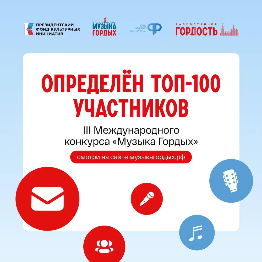Объявлен список ТОП-100 участников III Международного конкурса «Музыка Гордых» — он уже опубликован 