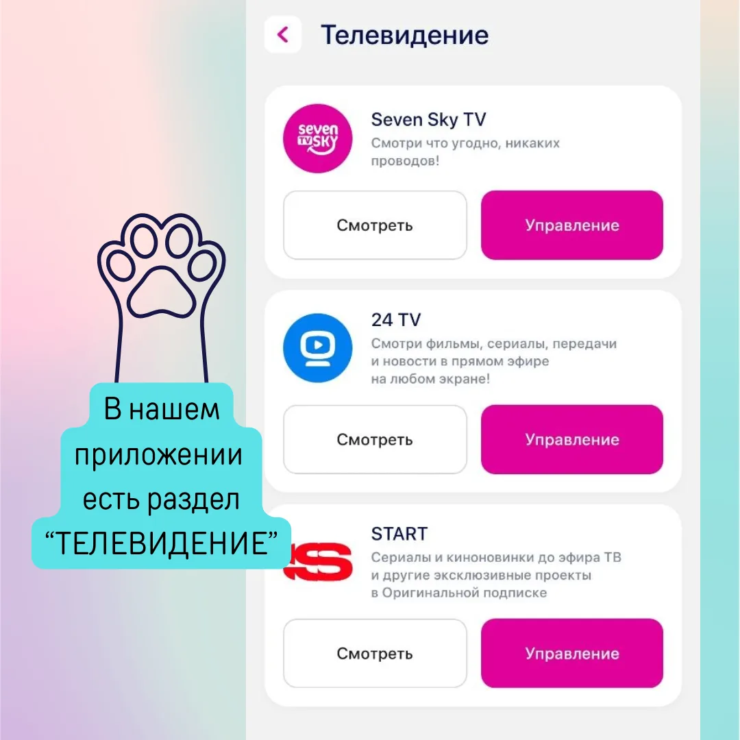 Наука, спорт, контент для взрослых, кино - выбирайте ТВ пакеты прямо в приложении SEVEN SKY от 0 руб