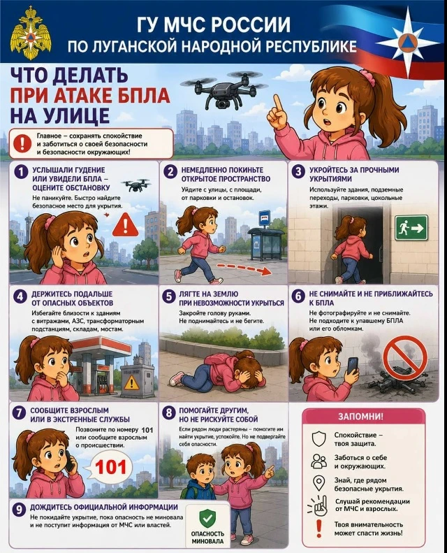 ❗️Что делать при атаке БПЛА на улице