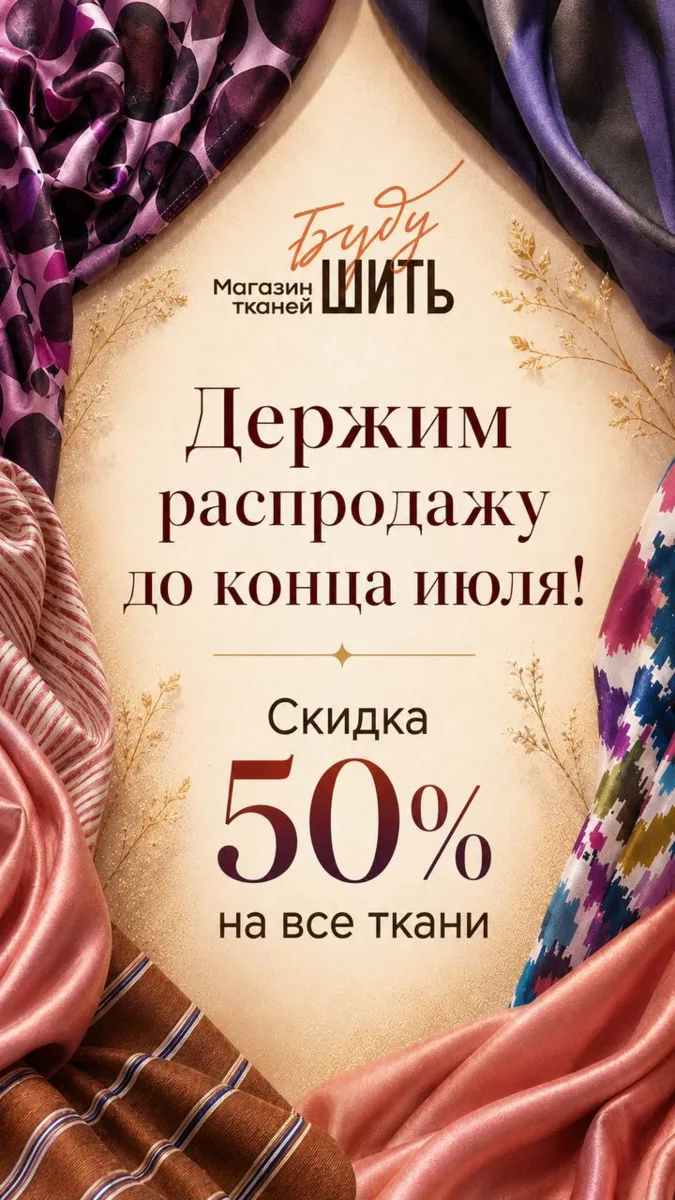 Мы продлеваем распродажу до конца июля!

Еще есть время выбрать ткани для будущих проектов по особ