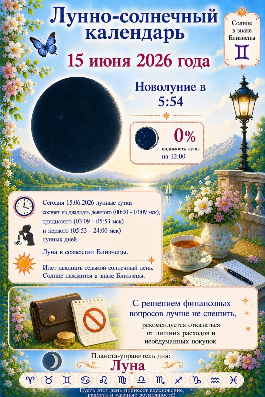💫 15 июня...
Лунно-солнечный календарь.
 🌠🔭⭐️🔭🌠


❤️ Фабрика Поздравлений

☀️✨🟢✨☀️

❗️ НАШ КАН