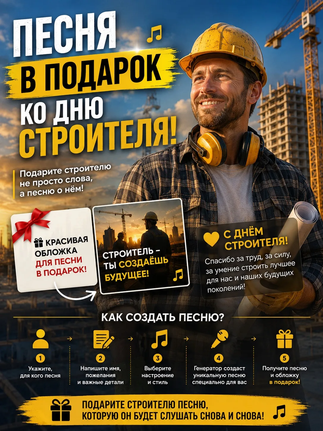 🏗️🎁 ПЕСНЯ В ПОДАРОК КО ДНЮ СТРОИТЕЛЯ!