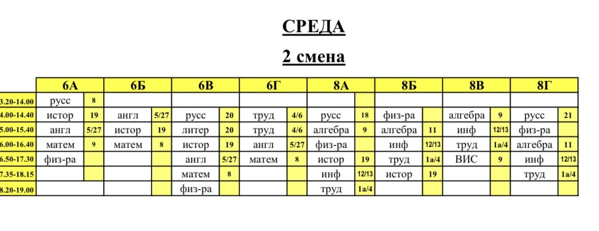 Расписание 30.09.26 (сегодня 2 смена).