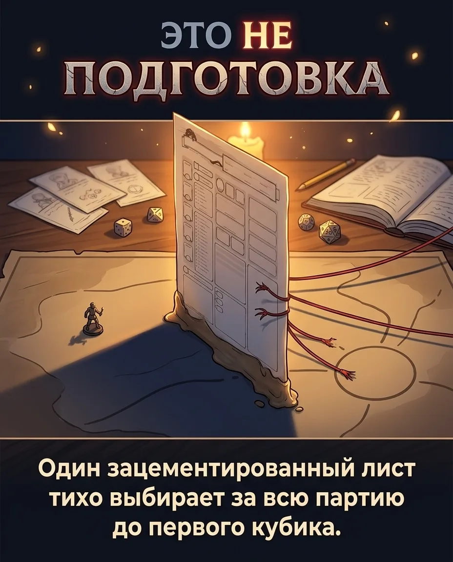 Готовый персонаж может сломать нулевую сессию до первого кубика.