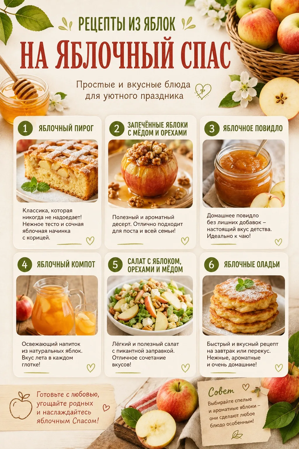 🍎 Яблочный Спас прошёл, а яблоки остались! Готовим вкусные блюда