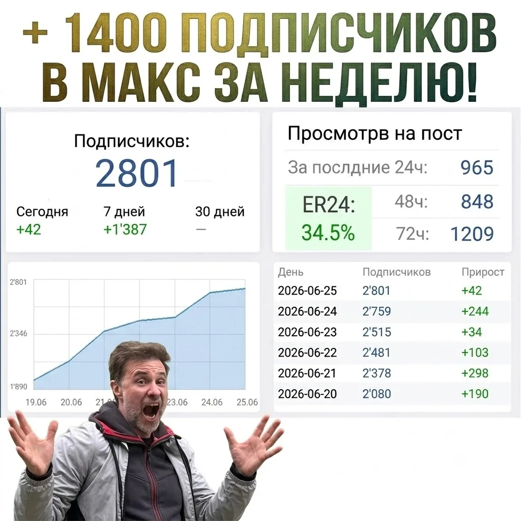+ 1400 подписчиков в МАКС за неделю по 50 рублей хотите?