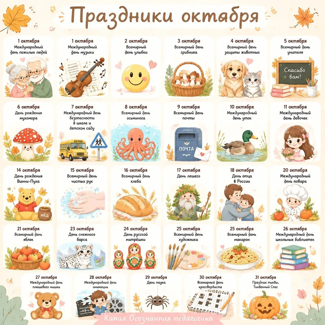 Праздники в октябре.