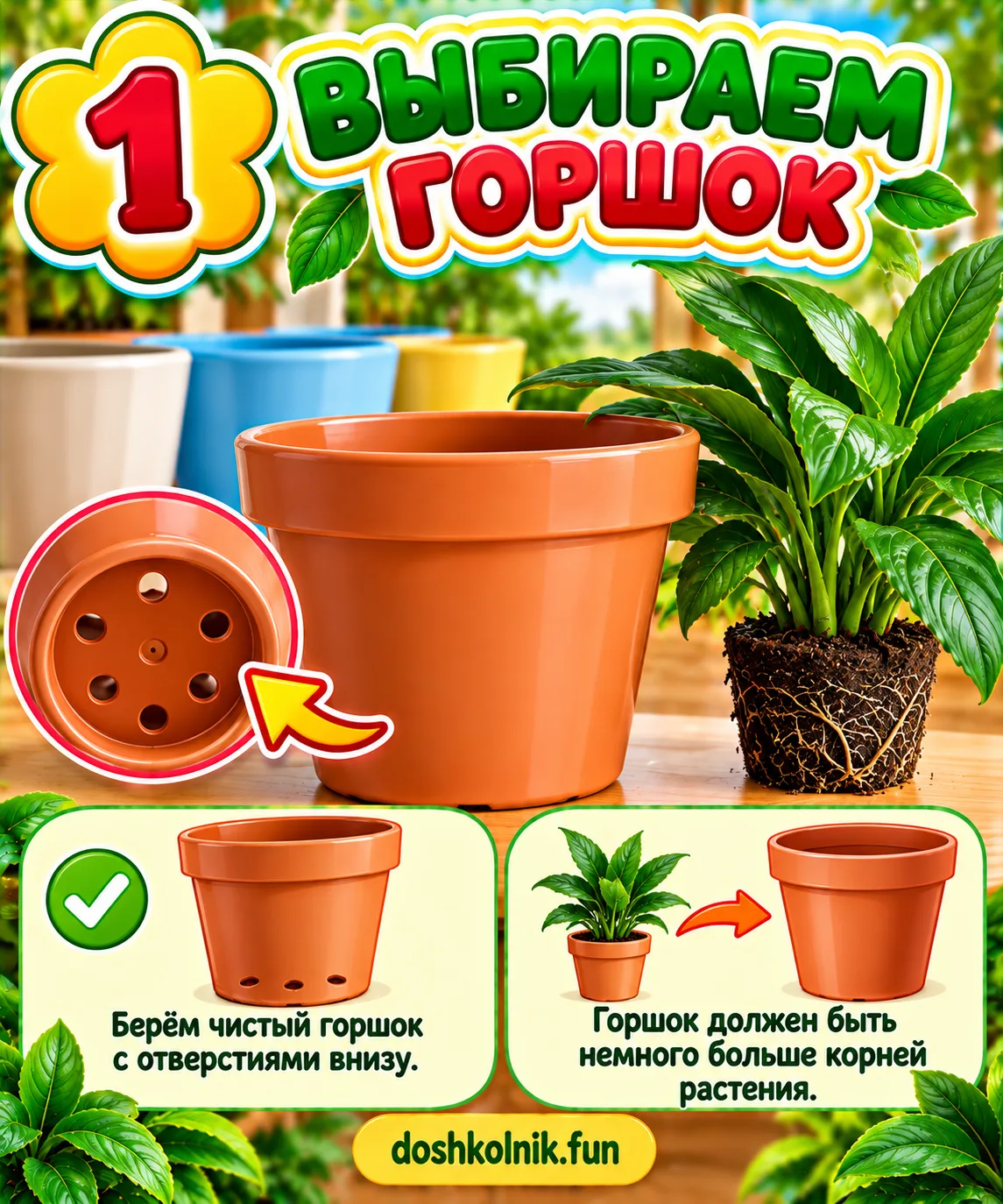🌱 ПОСАДКА КОМНАТНОГО РАСТЕНИЯ — ШАГ ЗА ШАГОМ