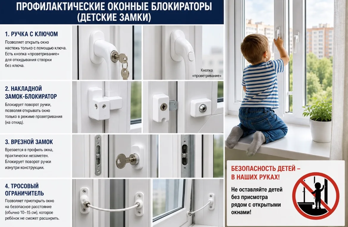 ‼️Безопасные окна — это базовая необходимость для каждого дома, где растут маленькие дети.
✅ Главные