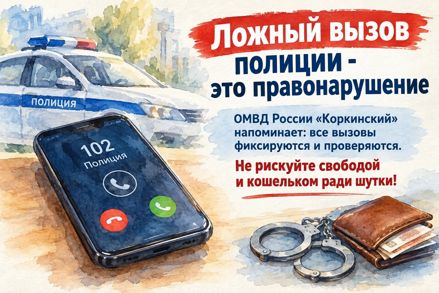 Ложный вызов полиции - это правонарушение!