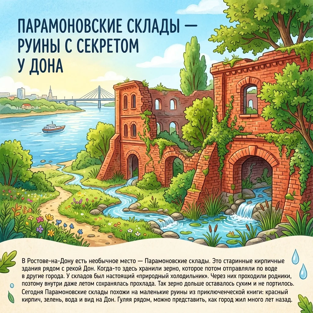 На берегу Дона, в городе Ростове-на-Дону, стоят старые Парамоновские склады. Когда-то давно сюда при