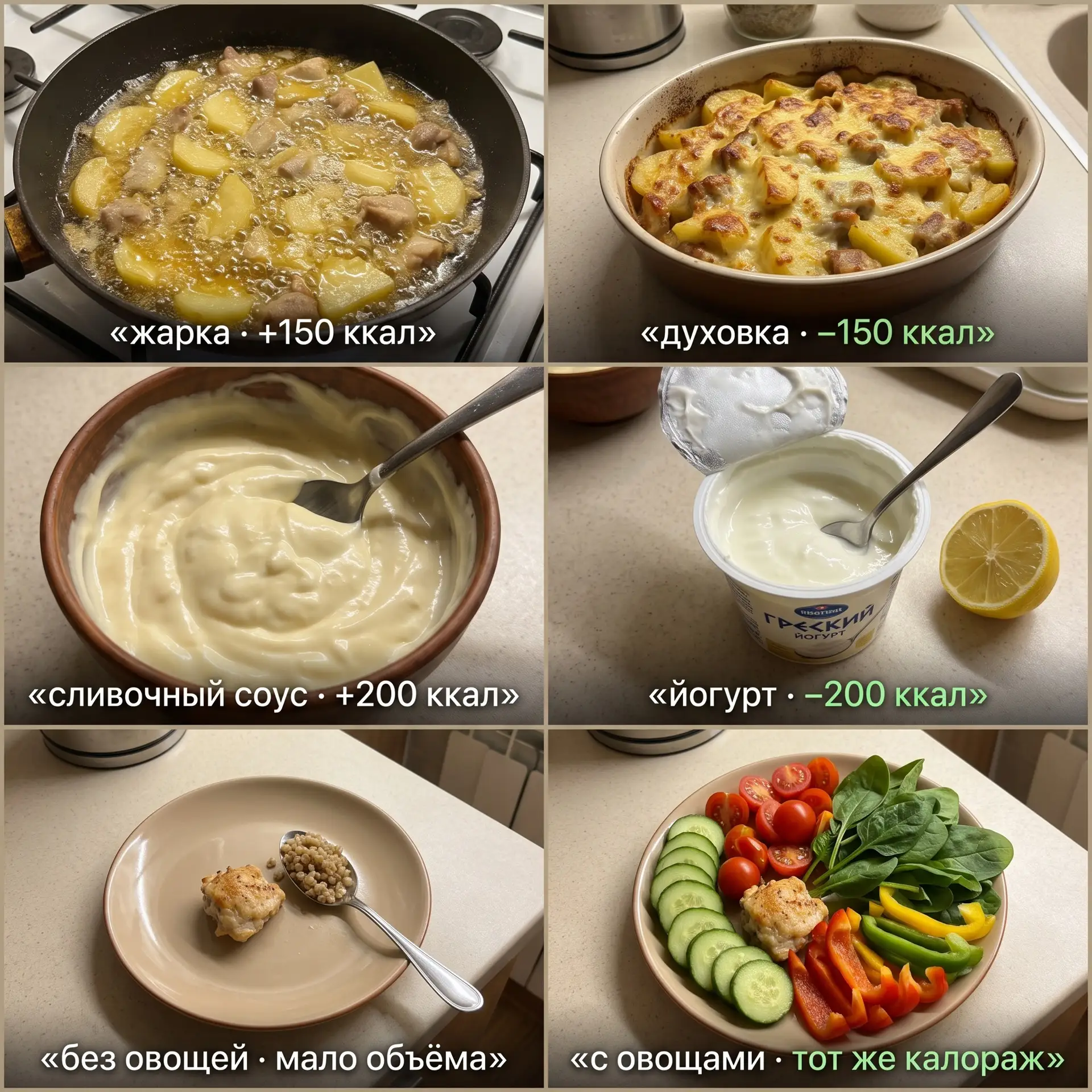 Как сделать любимое блюдо менее калорийным👇🏻