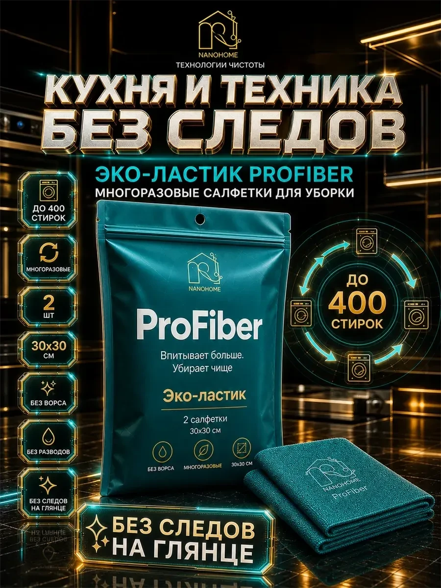 ⚡️ Салфетки для уборки пенящиеся, 20 шт, NANOHOME