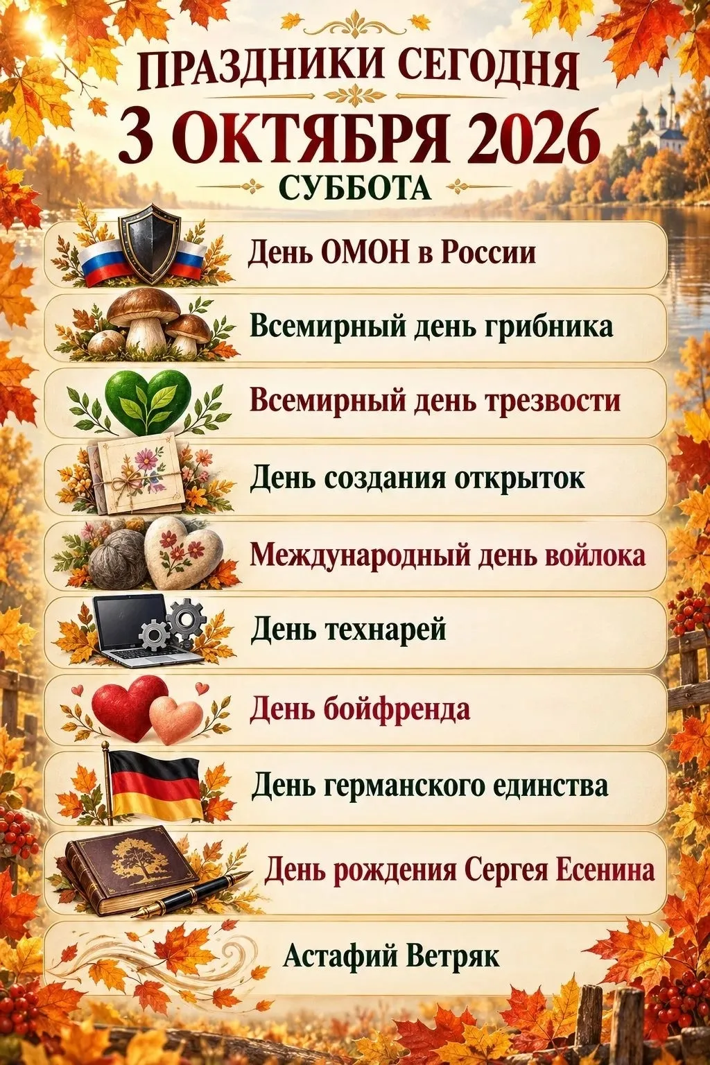 🌤3 октября ожидается пасмурная зябкая погода. Температура около +12° днем и около +11°...