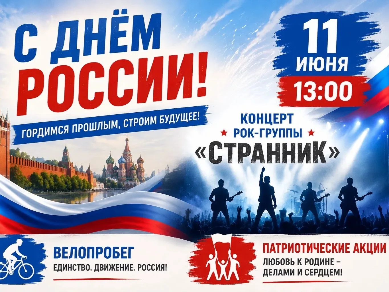 🇷🇺Праздничные мероприятия, посвящённые Дню России, состоятся в Становом 11 июня в 13:00.