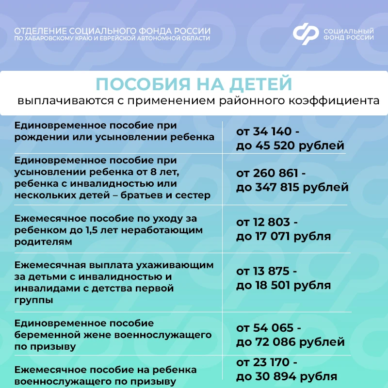 🗓️ С 1 февраля Отделение СФР по Хабаровскому краю и ЕАО проиндексировало более 40 социальных выплат 