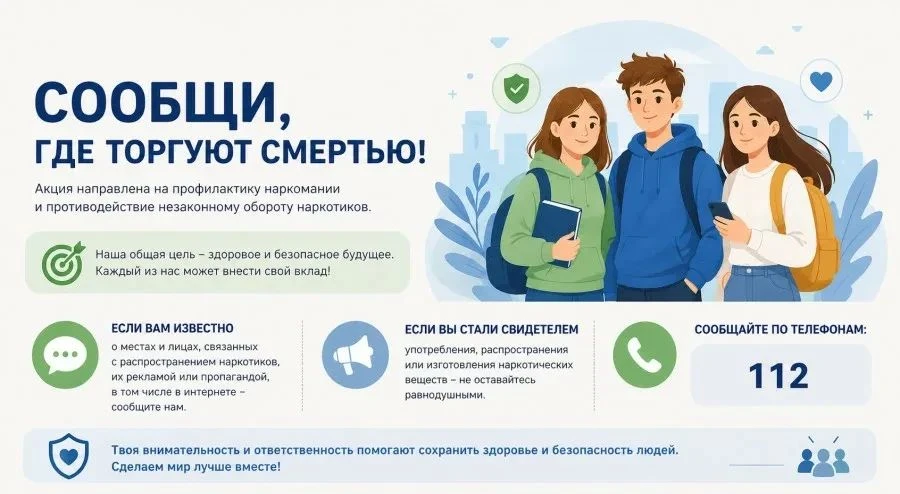 Общероссийская профилактическая акция «Сообщи, где торгуют смертью» проводится с 21 сен...