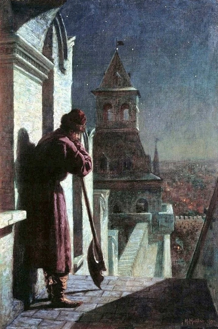 Стрелец на башне Кремля в лунную ночь (1890-е)