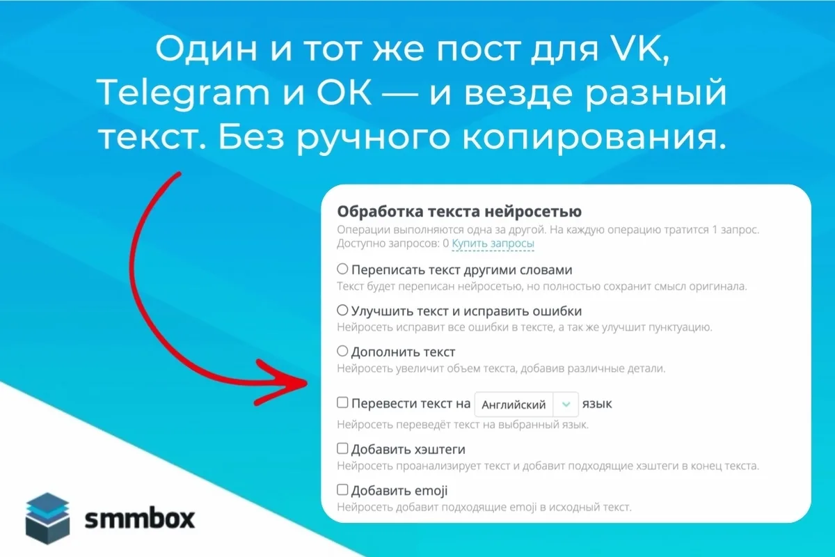🔥 Один источник — уникальные посты для каждой соцсети! Наконец-то можно забыть про коп...
