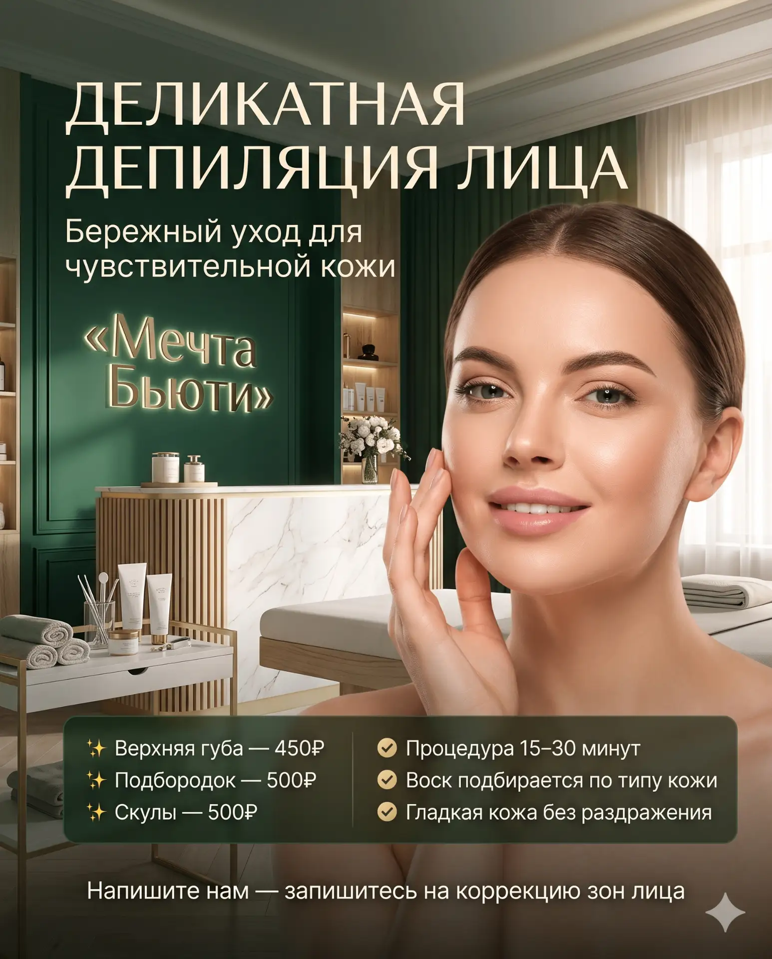 🌸 Деликатная депиляция зон лица