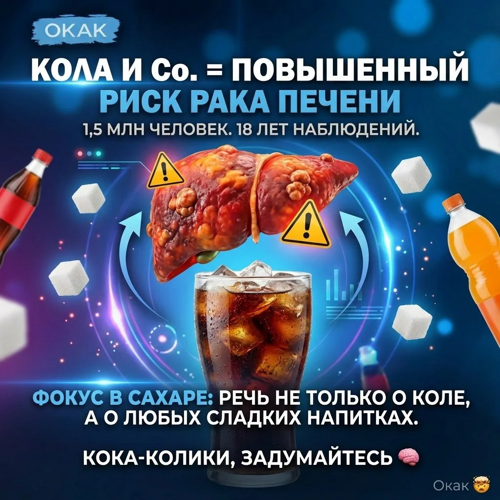 🥤 Кола и Co. могут быть связаны с повышенным риском рака печени.🫀

1,5 млн человек. 1️⃣8️⃣лет набл