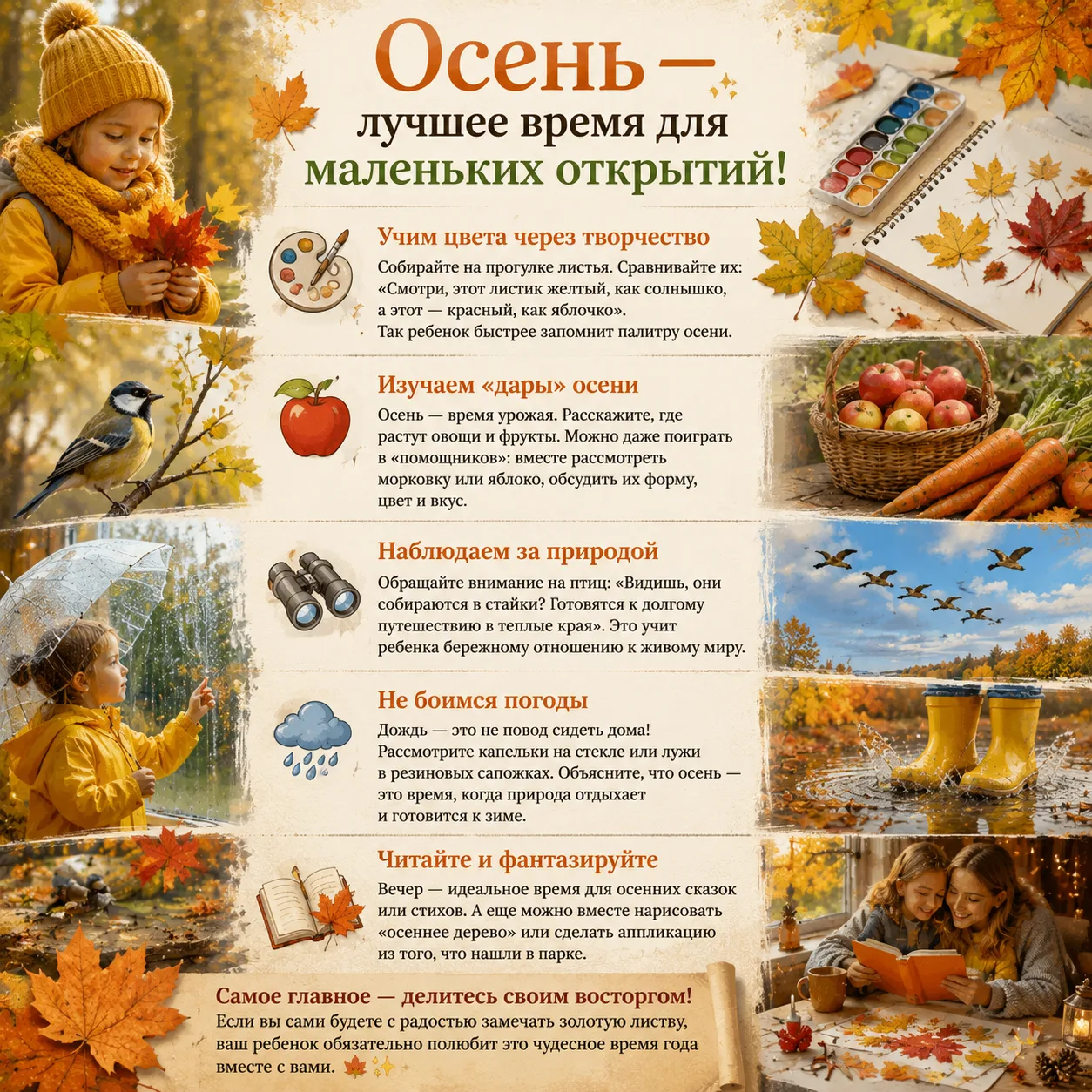 Многие спрашивают: как интересно рассказать ребенку об осени? Не нужно сложных лекций —...