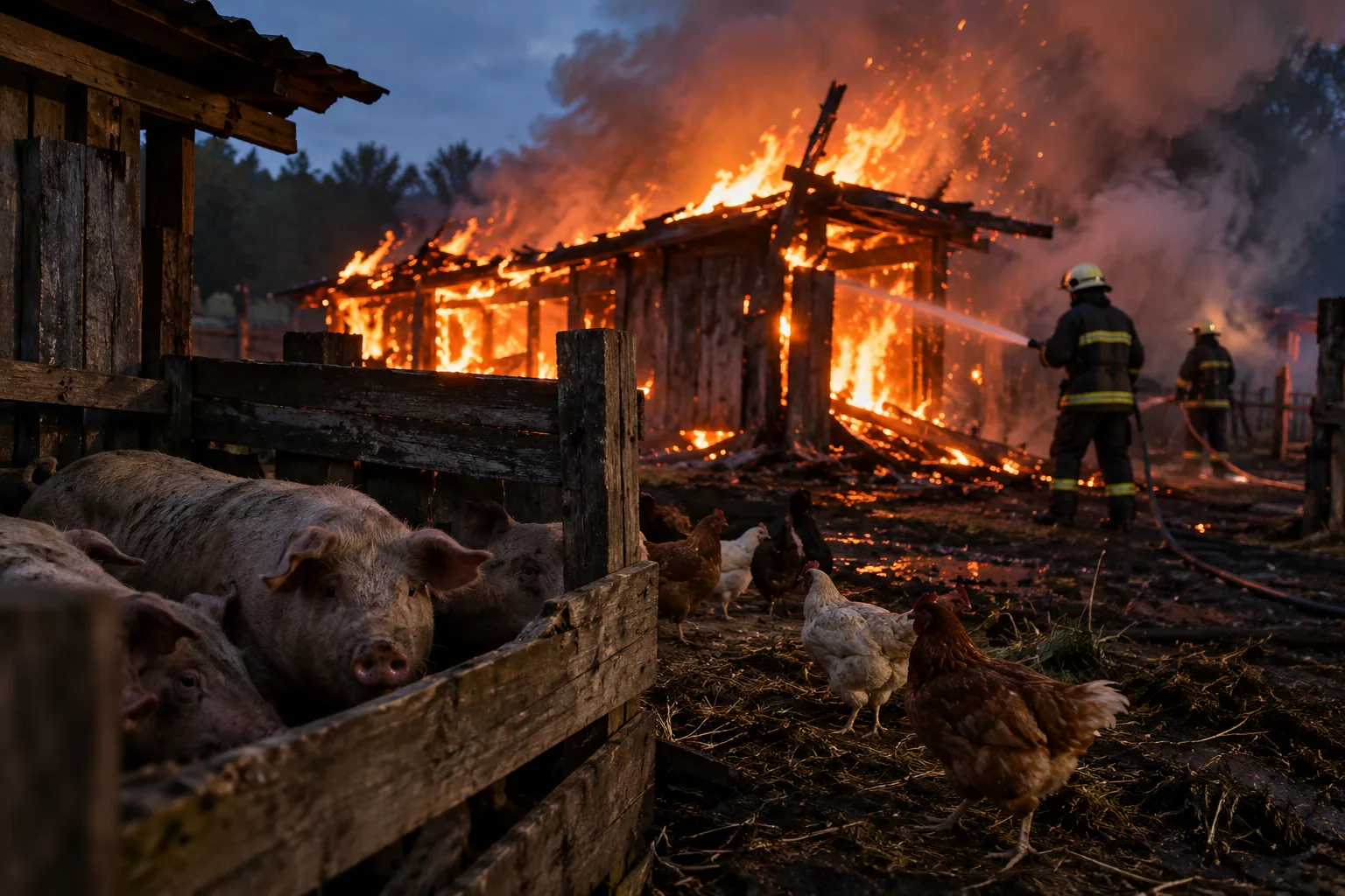🔥 Свиньи и десятки птиц погибли при пожаре в Комсомольске