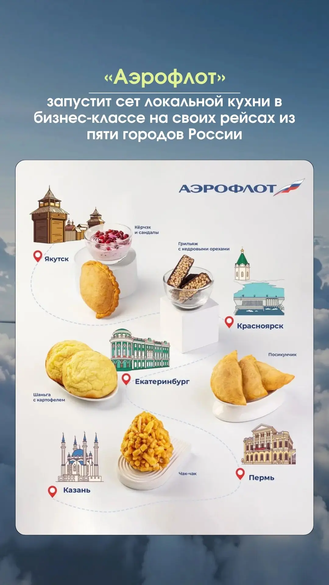 ✈️«Аэрофлот» запустит сет локальной кухни в бизнес-классе на cвоих рейсах из пяти городов России
#но