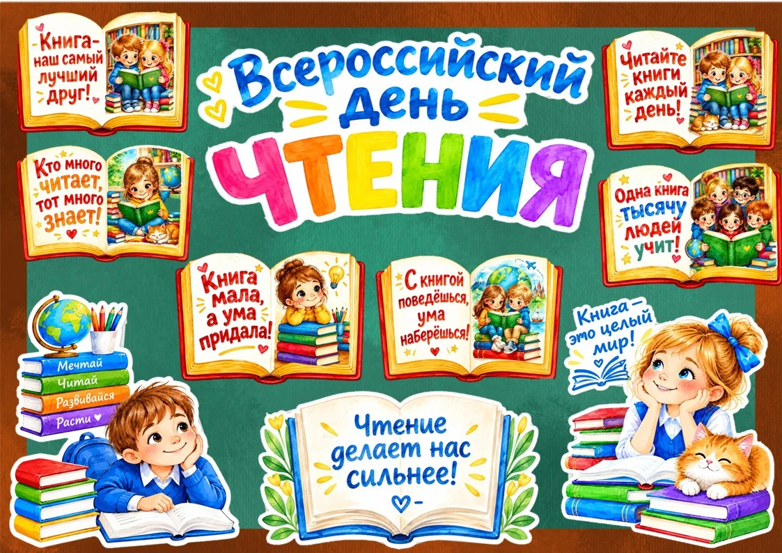 Всероссийский день чтения - 9 октября. Оформление доски добавлено в ВК ДОНАТ