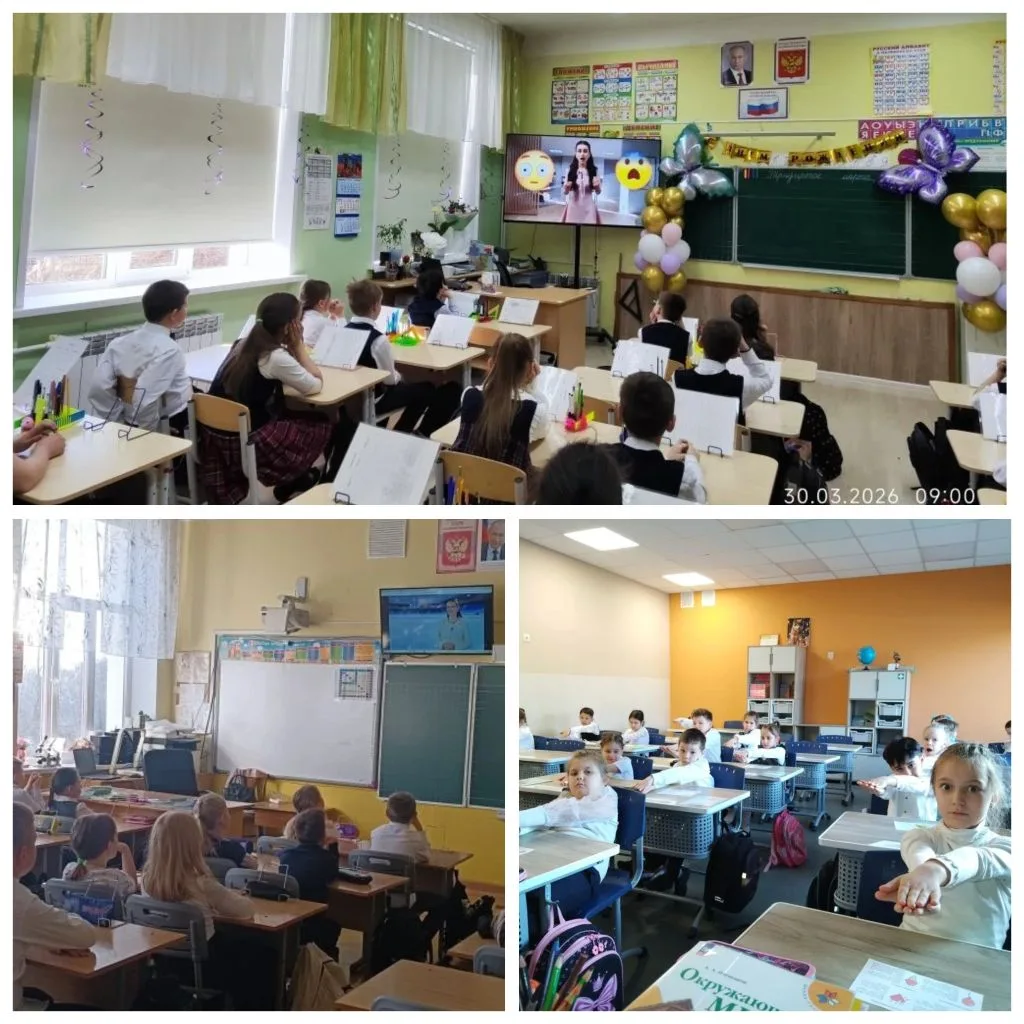 30 марта новая учебная неделя началась традиционно с поднятия флага, исполнения гимна РФ и Разговоро